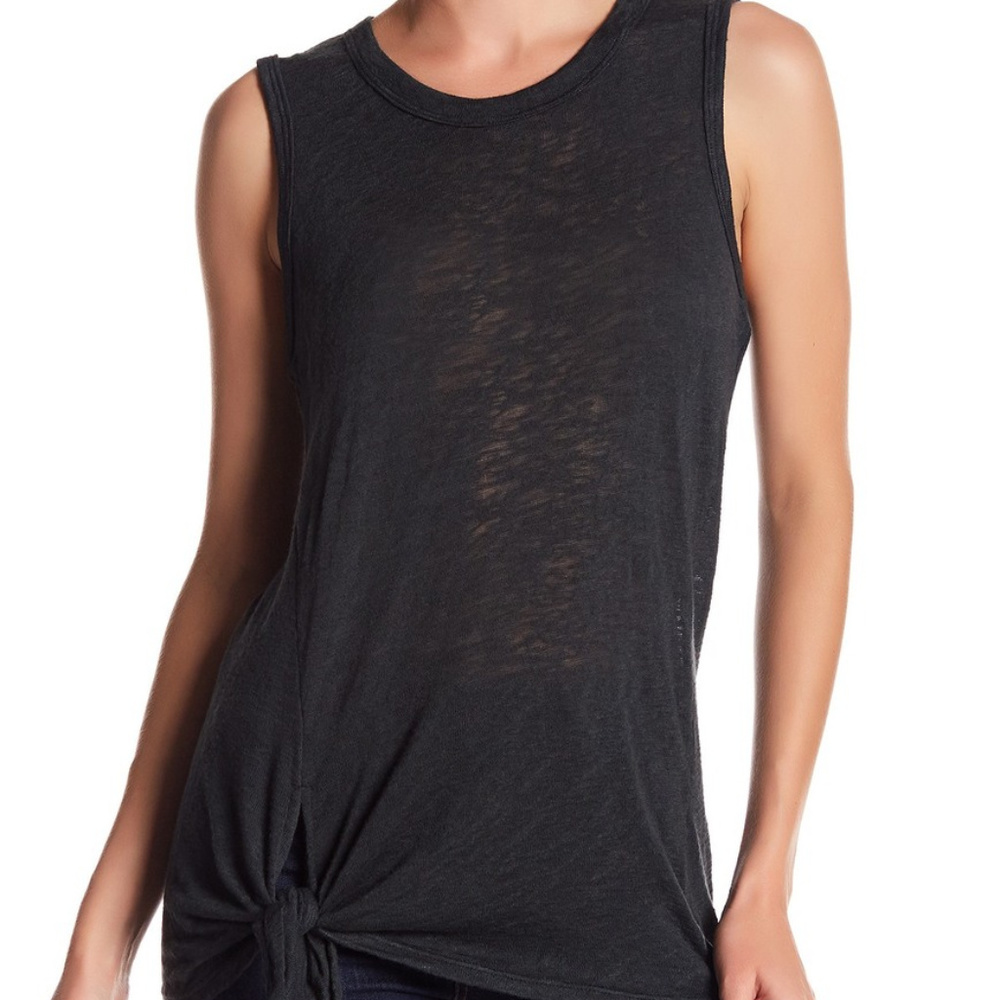 Bobeau Tie Front Muscle Tank - Dark Green